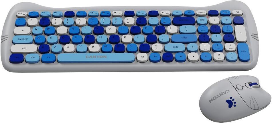 PC klávesnice Canyon HSET-W6 Kitty Edition Blue