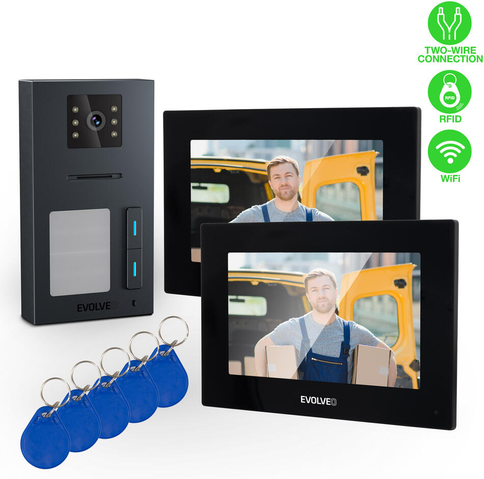 EVOLVEO DoorPhone AP2-2 drátový videotelefon pro dva byty s aplikací, černý (DPAP2-B)