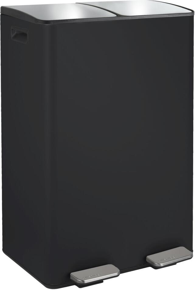 Spirella pedálový odpadkový koš na tříděný odpad ALIYA, matná černá, ocel, 2 x 30 L