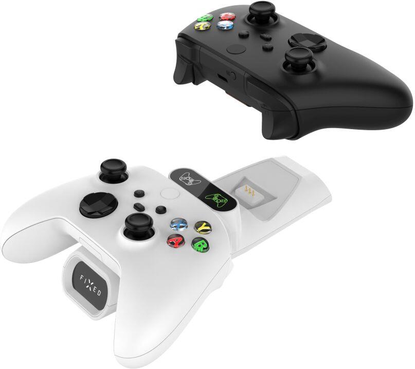 Dobíjecí stanice FIXED pro dva bezdrátové ovladače Xbox Series S, X a One, bílá