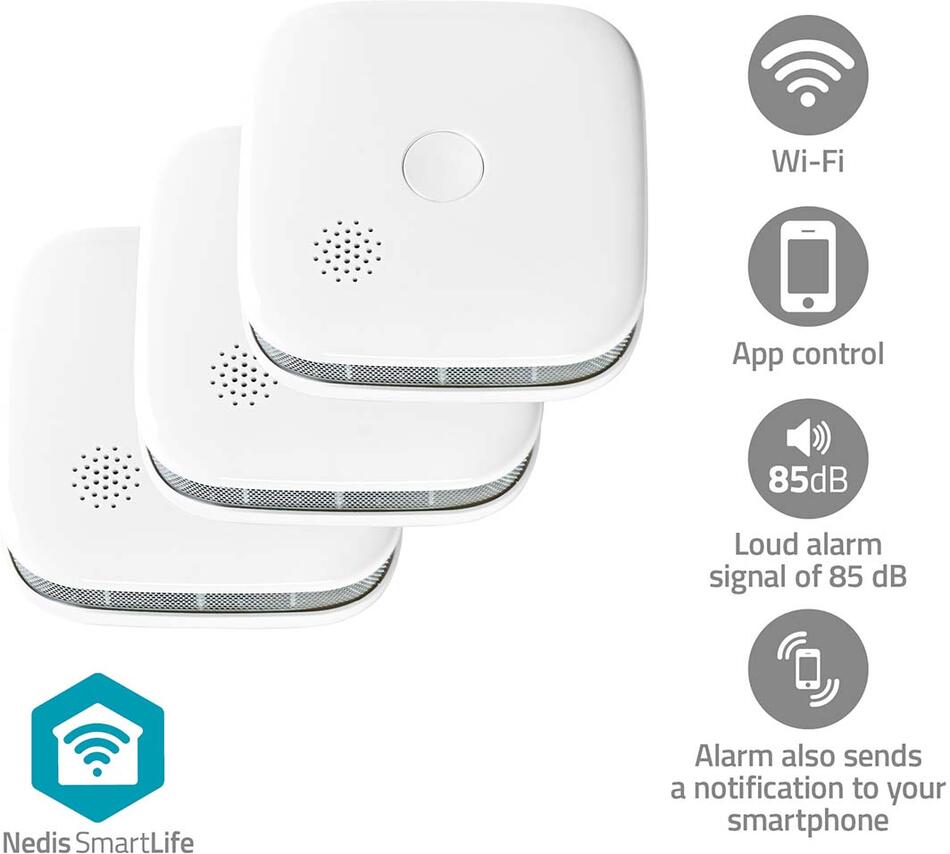 SmartLife Detektor Kouře NEDIS WIFIDS21WT3