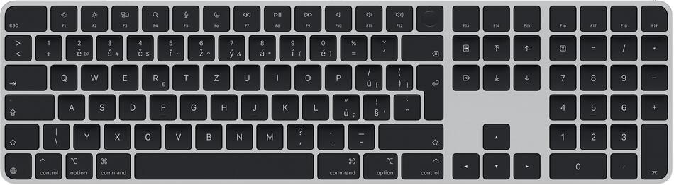 Apple Magic Keyboard Numeric Touch ID/Bezdrátová Bluetooth/CZ layout/Černá (MXK83CZ/A)