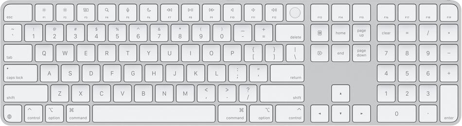 Apple Magic Keyboard Numeric Touch ID/Bezdrátová Bluetooth/US layout/Bílá (MXK73LB/A)