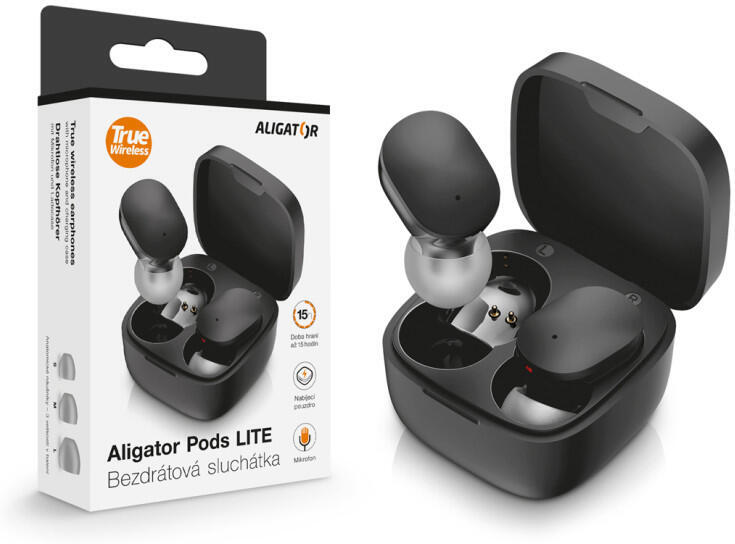Bluetooth sluchátka Aligator Pods LITE, černá