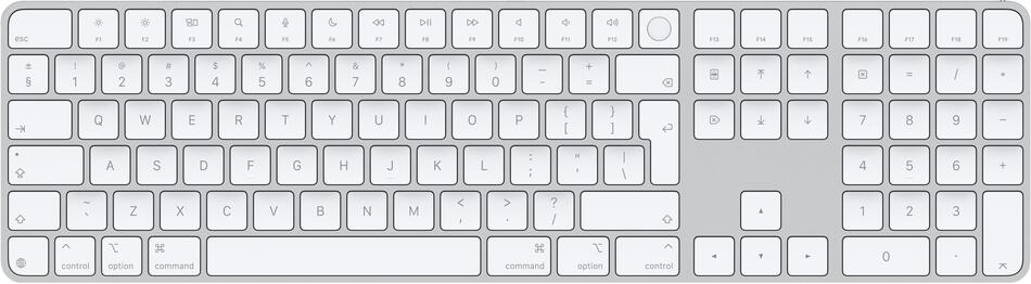 Apple Magic Keyboard Numeric Touch ID/Bezdrátová Bluetooth/IE layout/Bílá (MXK73Z/A)