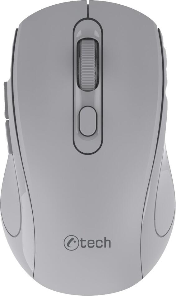 Myš C-TECH WLM-12 Dual mode, bezdrátová, BT5.0 + 2,4GHz, 1600DPI, 6 tlačítek, USB nano receiver, šedá
