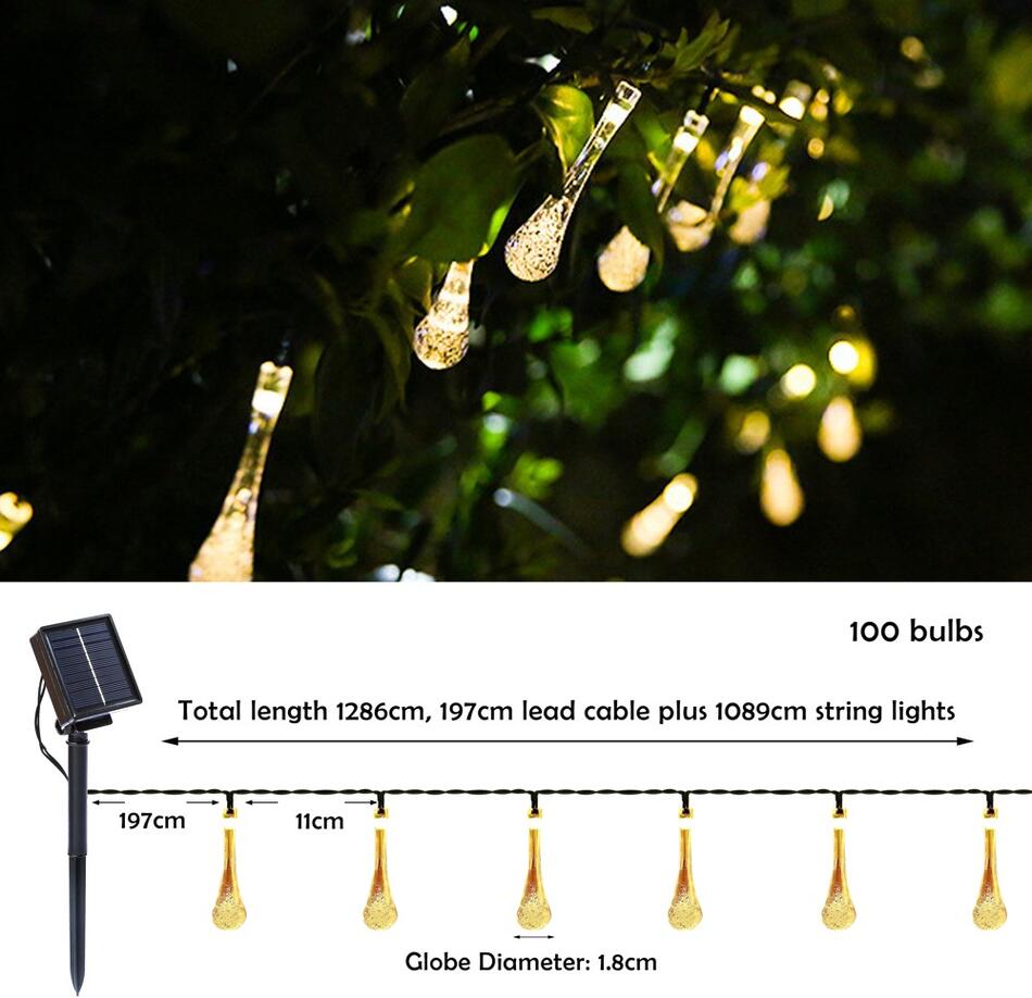 LED Solární dekorační řetěz IMMAX DROP 100xLED 10m IP65 teplá bílá