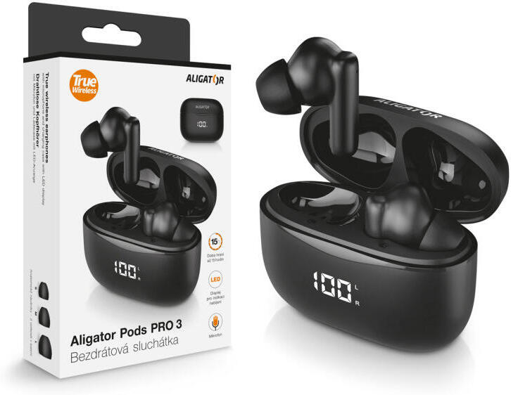 Bluetooth sluchátka Aligator Pods PRO 3, černá