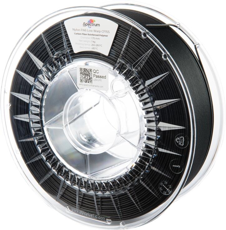 Filament Spectrum Nylon PA6 Low Warp CF15S 1.75mm BK 1kg