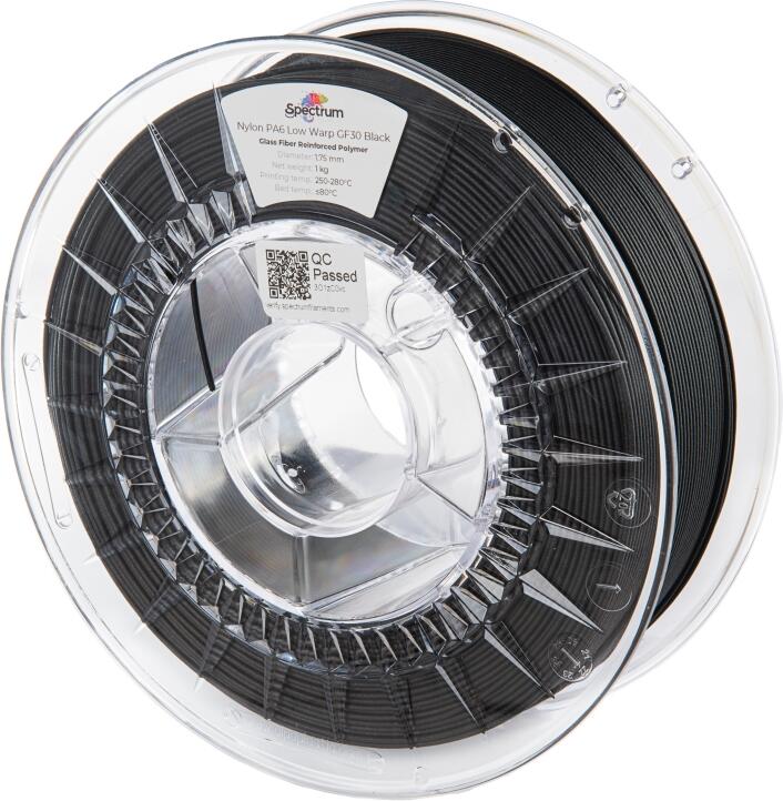 Filament Spectrum Nylon PA6 Low Warp GF30 1.75mm BLACK 1kg