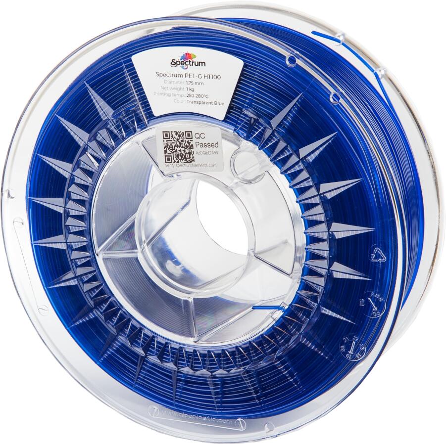 Filament Spectrum PET-G HT100 1.75mm TRANSPARENT BLUE 1kg