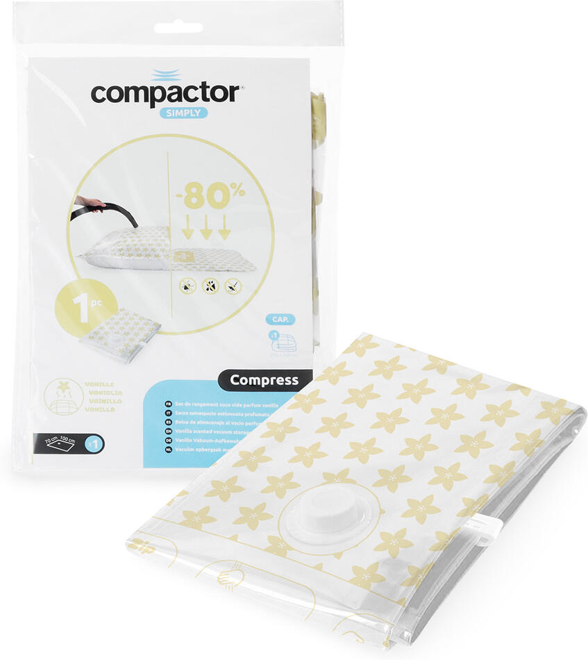Vakuový úložný pytel Compactor Compress L 100 litrů, s vůní Vanilka, 70 x 100 cm