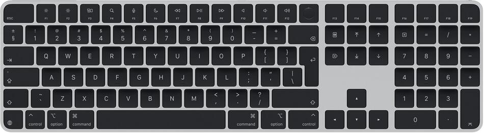 Apple Magic Keyboard Numeric Touch ID/Bezdrátová Bluetooth/IE layout/Černá (MXK83Z/A)