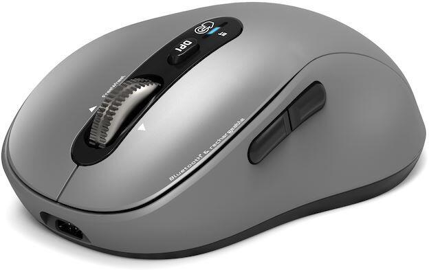 PORT CONNECT Expert &amp; Mac COLLECTION, bezdrátová dobíjecí myš, Bluetooth, FreeWheel, 3200 DPI, šedá (910201)