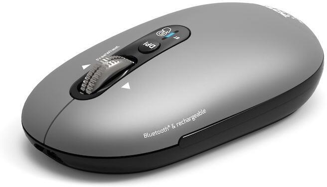 PORT CONNECT Pure MAC, bezdrátová dobíjecí myš, Bluetooth, FreeWheel, 3200 DPI, šedá (910009)