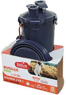 Lahev 2v1+ 2 misky BIVOUAK 2x350ml modrá Zolux