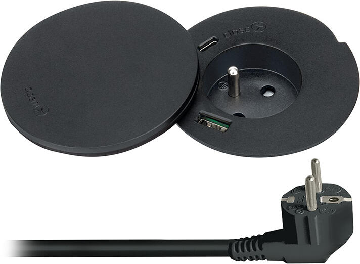 Vestavná zásuvka Solight + USB A+C + Wireless 10W, černá