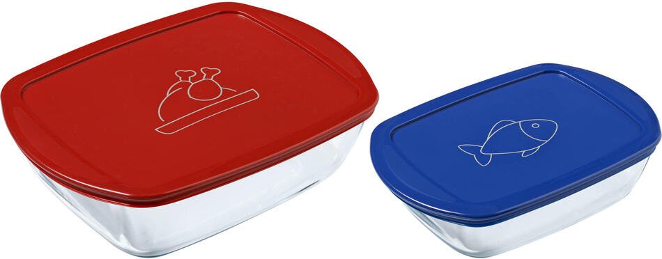 Sada skleněných dóz s víčkem Pyrex 1200ml a 2500ml