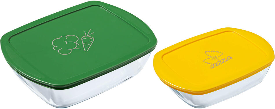 Sada skleněných dóz s víčkem Pyrex 1200ml a 2500ml