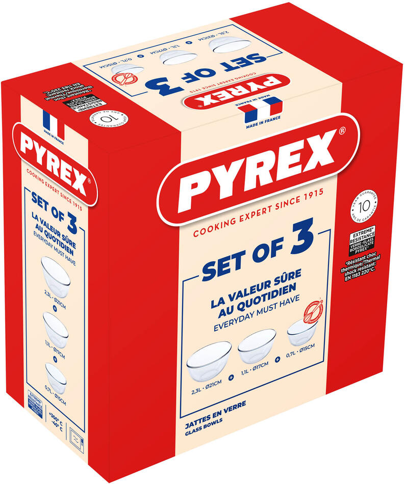 Sada skleněných misek Pyrex 3ks