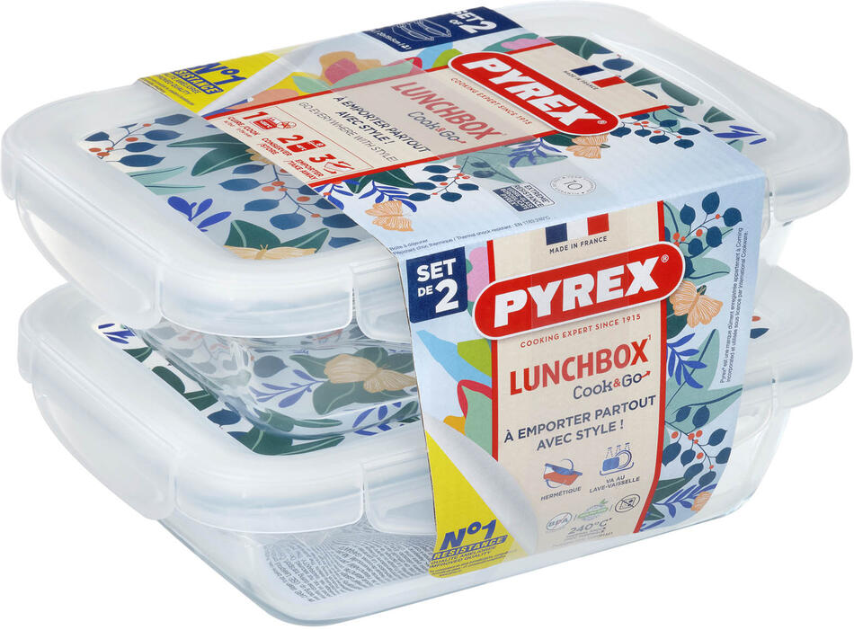 Sada skleněných dóz s víčkem Pyrex 2x800ml