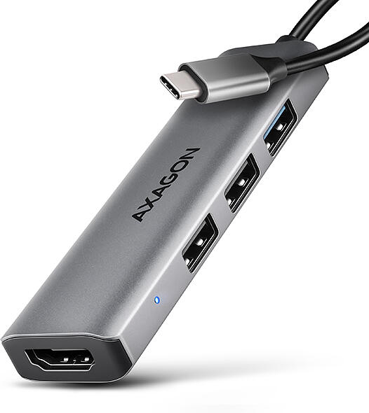 Axagon HMC-H3A, USB 5Gbps hub, 3x USB-A, HDMI 4k/30Hz, kabel USB-C 15cm