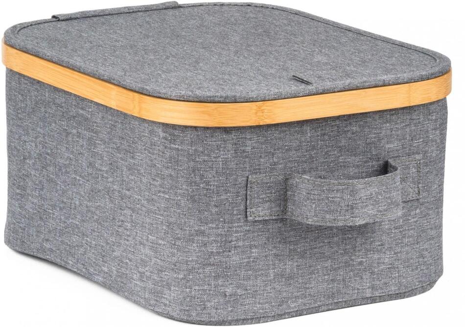 Úložný box G21 24 x 30 x 15 cm, bambusový s víkem, šedý