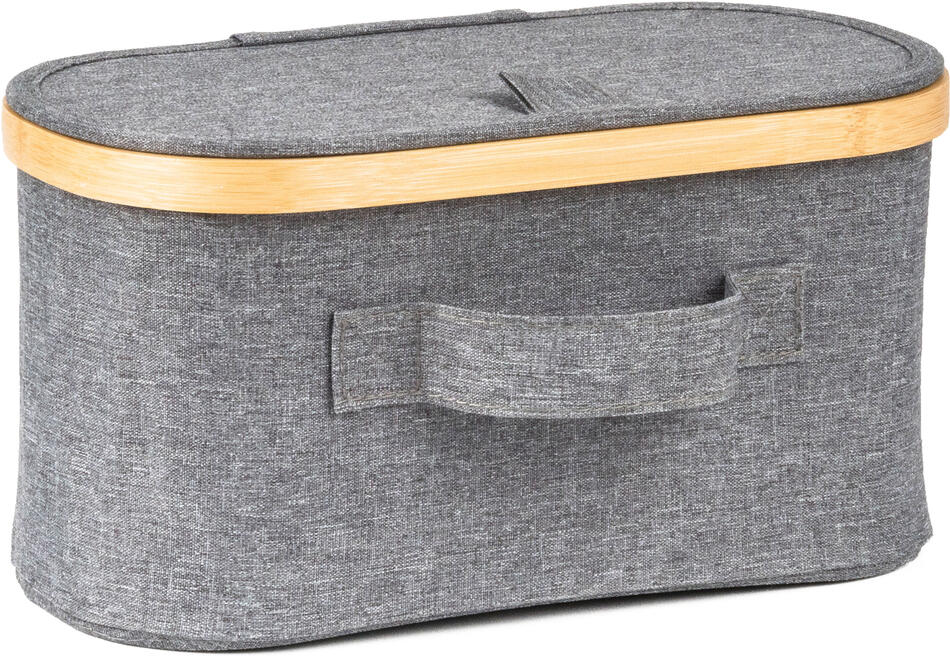 Úložný box G21 30 x 15 x 15 cm, bambusový s víkem, šedý