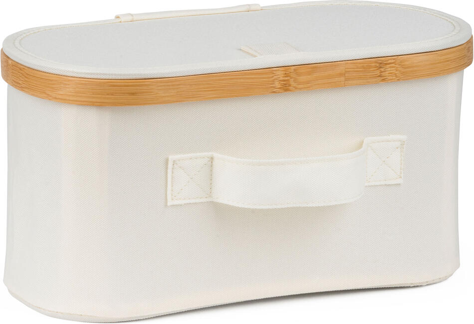 Úložný box G21 30 x 15 x 15 cm, bambusový s víkem, béžový