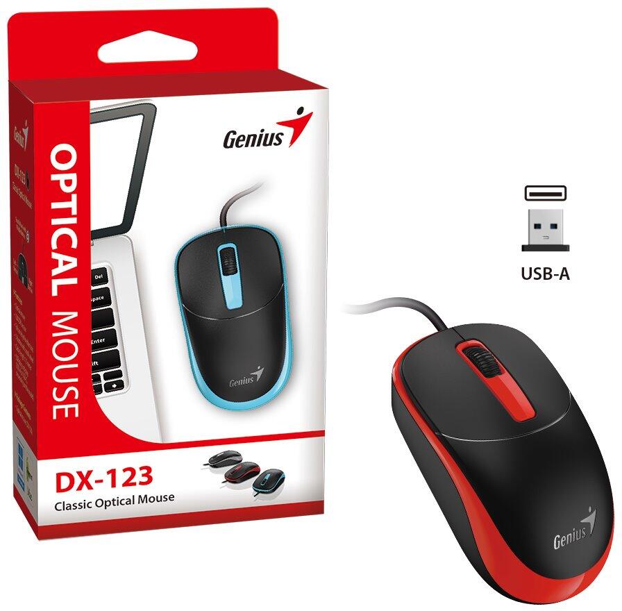 GENIUS DX-123 Sunshine Red/ drátová/ 1200 dpi/ USB/ černočervená (31010033406)