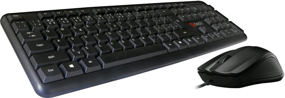 Klávesnice C-Tech KBM-102, drátový combo set s myší, USB, CZ/SK (KBM-102-BL)