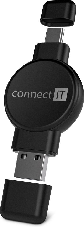 CONNECT IT WatchTravelCharge bezdrátová nabíječka Qi (Apple,Samsung) USB-A/USB-C, ČERNÁ (CWC-8030-BK)