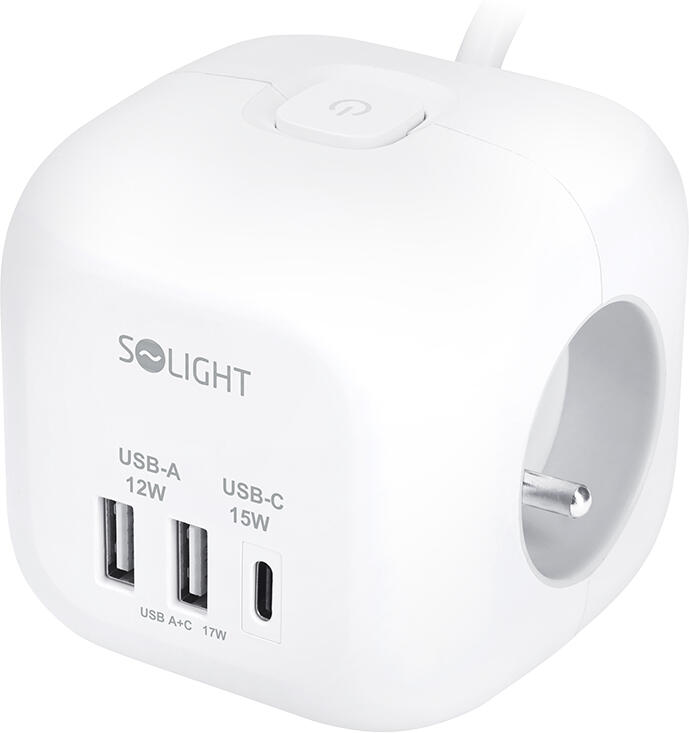 Prodlužovací přívod Solight PP145C, 3 zásuvky s USB A+C