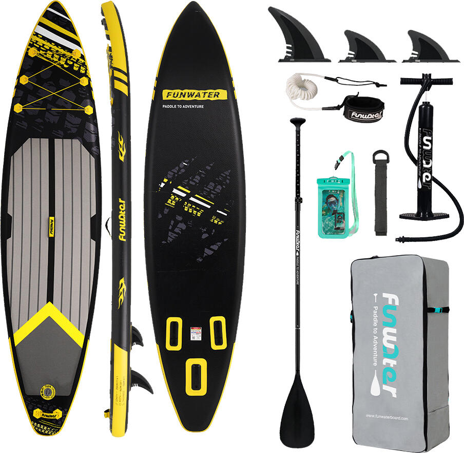 Paddleboard 350x84x15 cm s příslušenstvím černožlutý