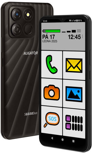 Mobilní telefon Aligator S6600 SENIOR 8GB/64GB, černý