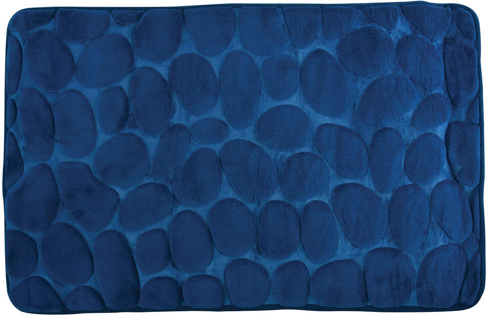 MSV koupelnová předložka PEBBLES, tmavě modrá, PU pěna, protiskluzová, 40 x 60 cm