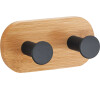 MSV samolepicí věšák se 2 háčky YONO, černý, bambus, ocel, 94 x 53 x 36 mm