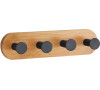 MSV samolepicí věšák se 4 háčky YONO, černý, bambus, ocel, 18 x 4,5 x 3,6 cm
