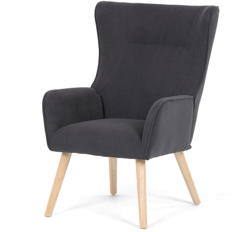 Křeslo ušák, šedá, manšestrová látka, AK-314 GREY2 Autronic