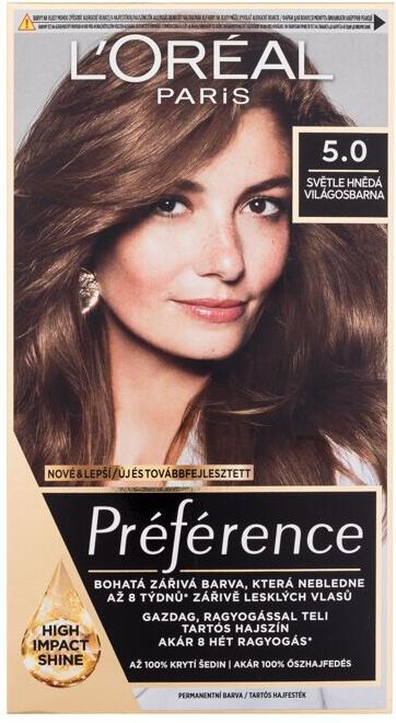 Barva na vlasy L'Oréal Paris Préférence, 60 ml, odstín 5.0
