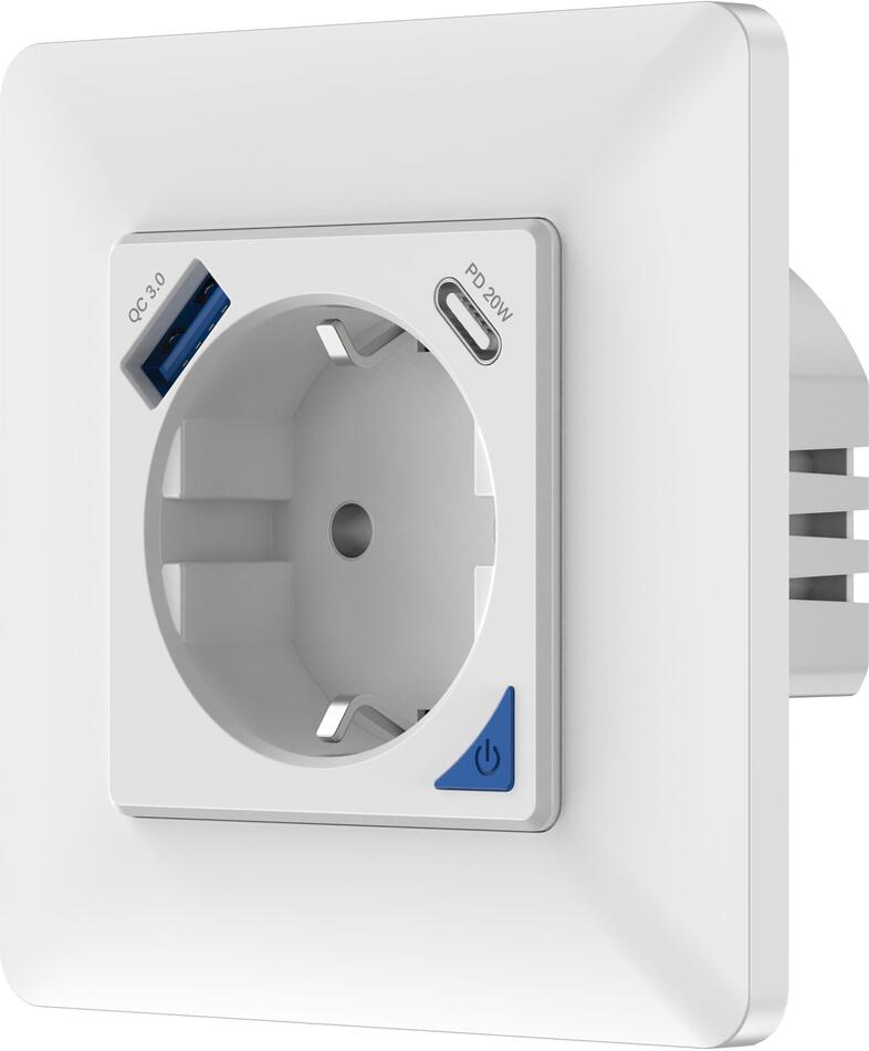 Immax NEO Smart vnitřní zásuvka bez kolíku, typ F, 1xUSB, 1xUSB C , PD 20W, Zigbee