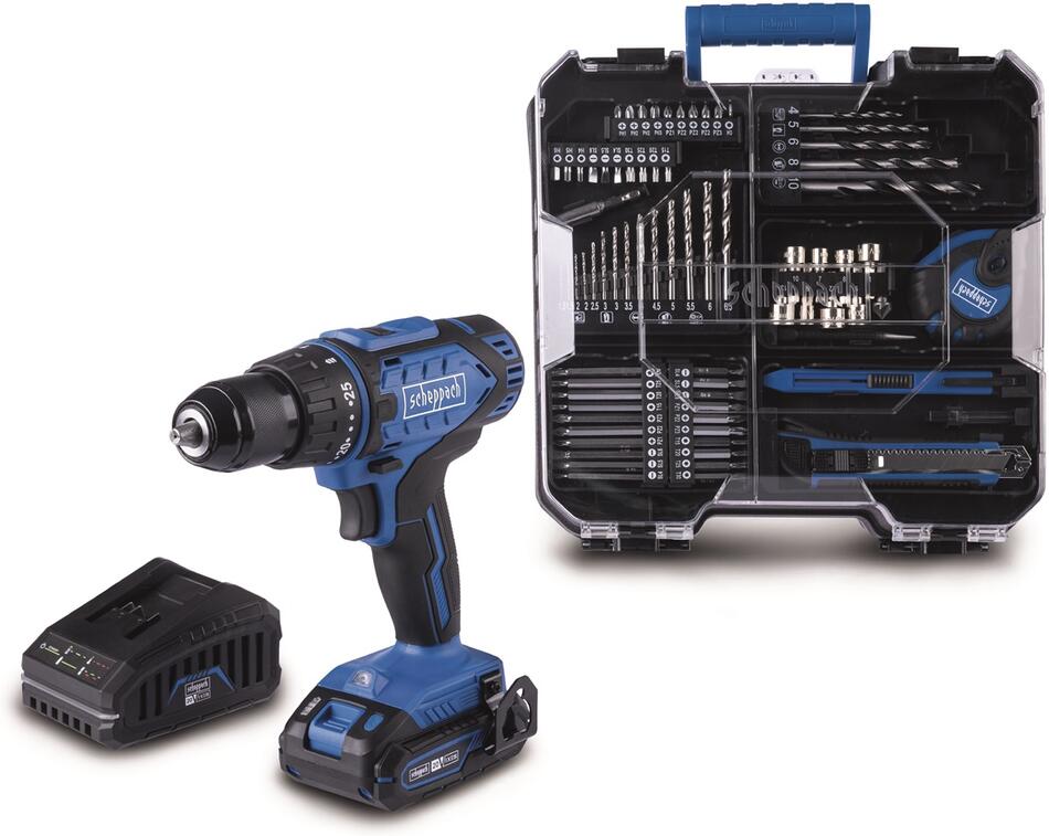 Set vrtacího šroubováku Scheppach C-DTB74/1-X aku 20 V IXES s příslušenstvím 74 ks