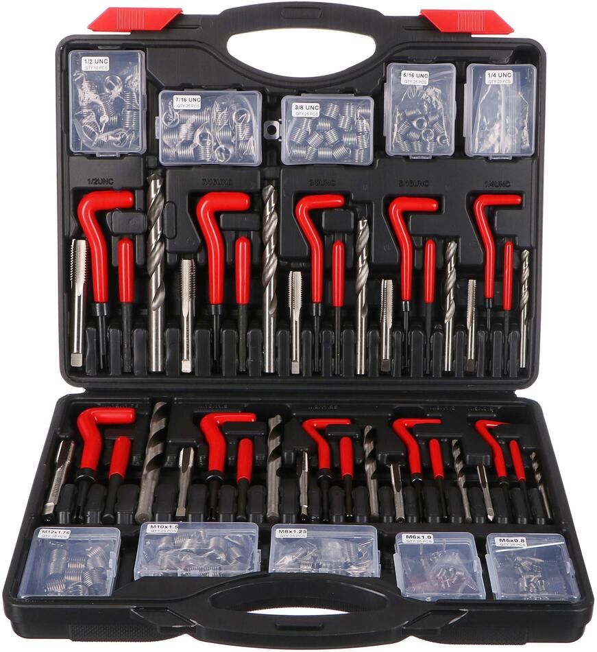 Sada na opravu závitů MECHANIC THREAD SET 261, M5 - M12, 1/4UNC-1/2UNC, 261ks SIXTOL