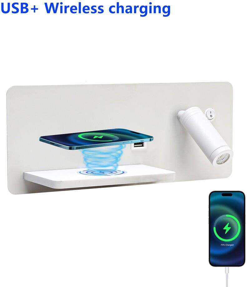 Immax LED Be PREPARE 4v1, bodové svítidlo s QI nabíjením, USB bílá varianta levá