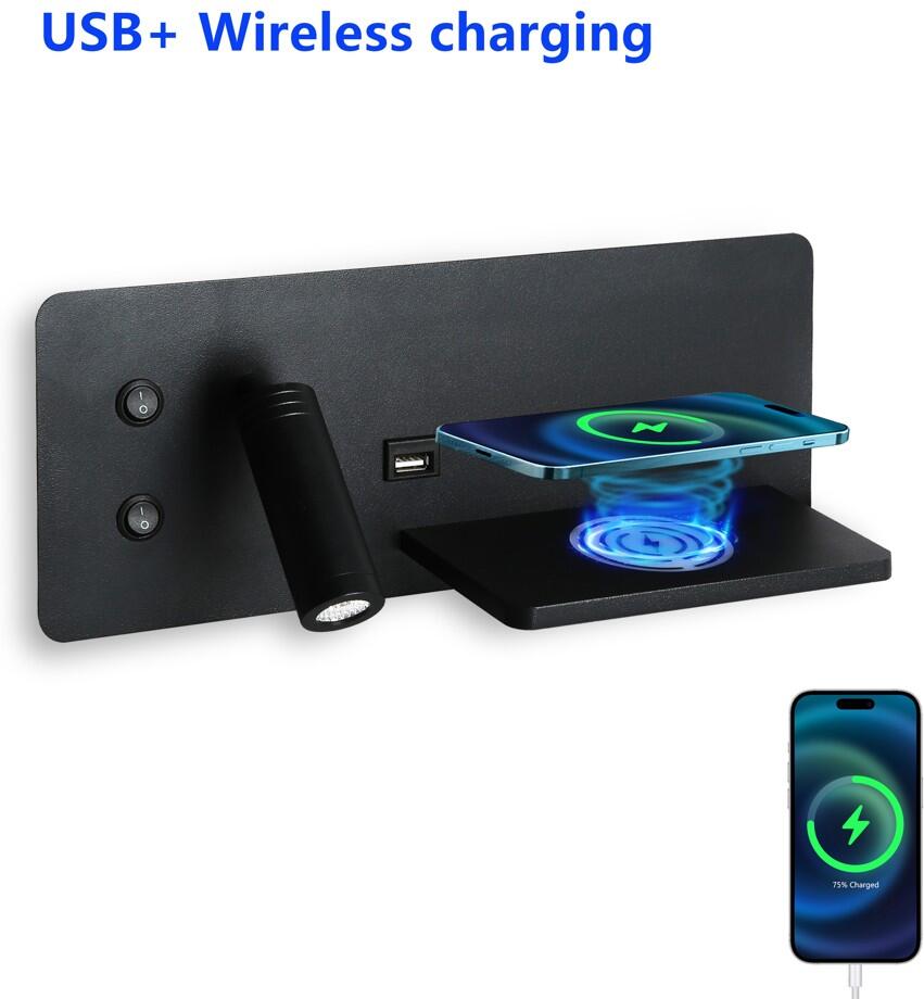 Immax LED Be PREPARE 4v1, bodové svítidlo s QI nabíjením, USB černá varianta pravá