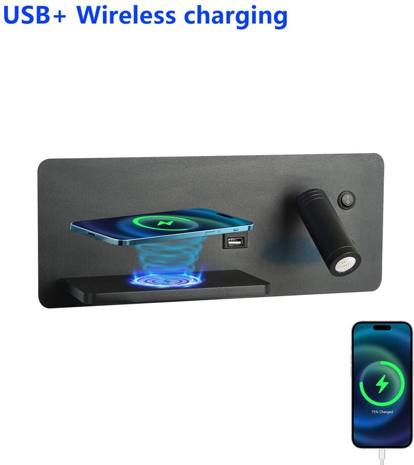 Immax LED Be PREPARE 4v1, bodové svítidlo s QI nabíjením, USB černá varianta levá