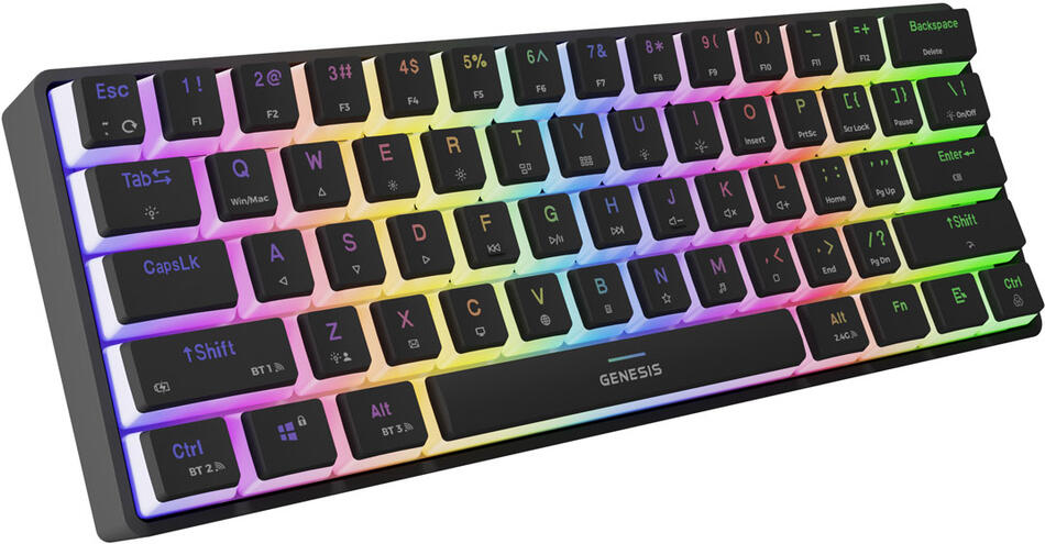 GENESIS herní klávesnice THOR 660 G2/Gateron Brown/USB+BT/US layout/Černá (NKG-2196)