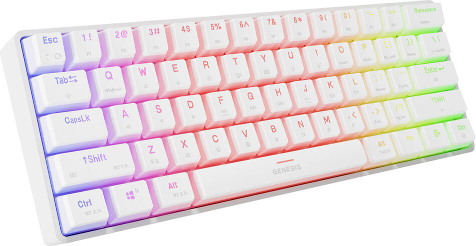 GENESIS herní klávesnice THOR 660 G2/Gateron Red/USB+BT/US layout/Bílá (NKG-1917)