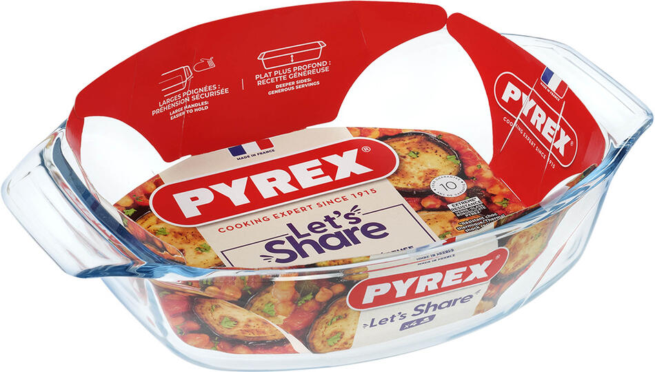 Skleněný pekáč s uchy Pyrex 30x21cm/2l., borosilikát