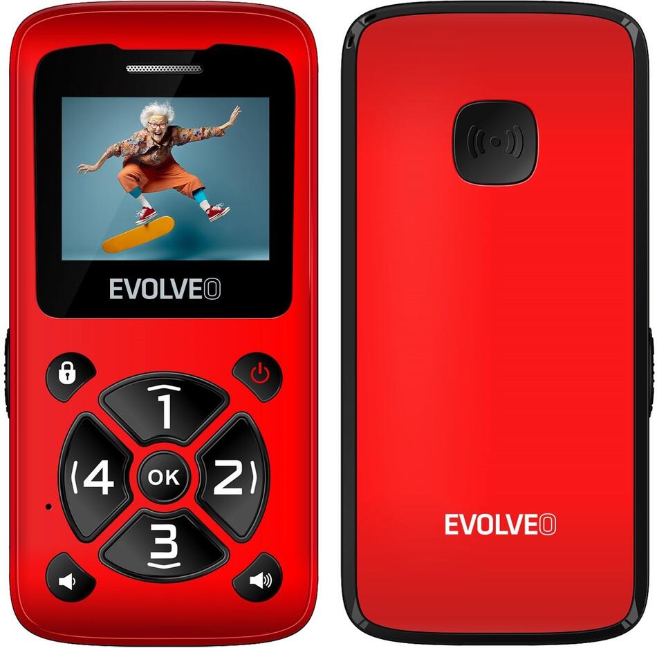 EVOLVEO EasyPhone ID, mobilní telefon pro seniory, červená (EP-400-IDR)
